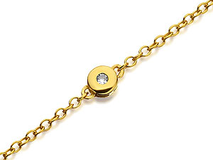 9ct Gold Diamond Trace Chain Bracelet 18cm -