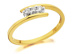 9ct Gold Diamond Trilogy Crossover Ring 10pts -