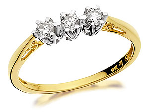 9ct Gold Diamond Trilogy Ring 0.25ct - 045830