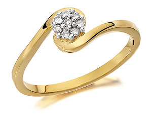 9ct Gold Diamond Twist Flower Cluster Ring 8pts