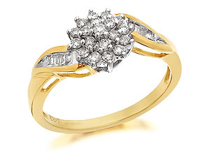 9ct Gold Diamond Twisted Cluster Ring 0.33ct -