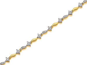 9ct Gold Diamond Waves Bracelet 0.25ct - 049772