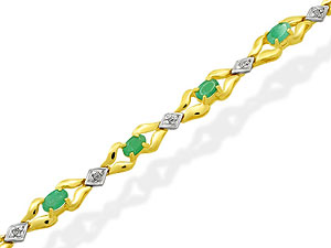 9ct gold Emerald and Diamond Bracelet 045718