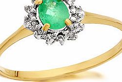 9ct Gold Emerald And Diamond Cluster Ring - 047613