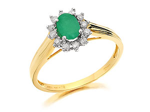 9ct gold Emerald and Diamond Cluster Ring 047606-R