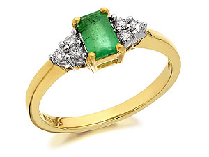 9ct Gold Emerald And Diamond Cluster Ring 10pts