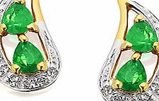 9ct Gold Emerald And Diamond Earrings 6pts per