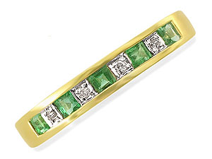 Emerald and Diamond Half Eternity Ring 048221-O
