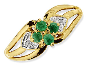 9ct gold Emerald and Diamond Heart Ring 047610-K