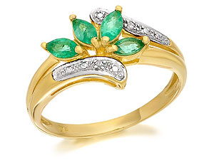 9ct Gold Emerald And Diamond Ring - 047632