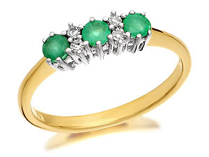 9ct Gold Emerald And Diamond Ring - 048247