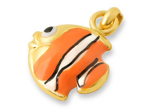 9ct Gold Enamel Nemo Style Fish Charm 12mm -