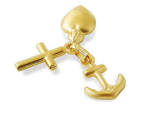 9ct Gold Faith, Hope And Charity Good Luck Charm