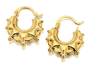 9ct Gold Fancy Creole Earrings 13mm - 074372