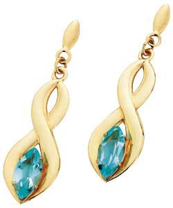 9ct gold Figure of 8 Sky Blue Topaz Dropper Earrings