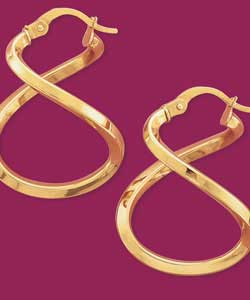 9ct gold Figure of 8 Tube Creole Earrings