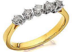 9ct Gold Five Diamond Ring 0.25ct - 045832