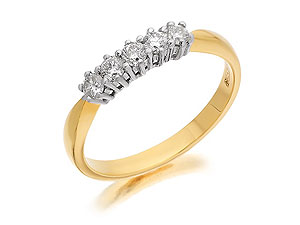 9ct Gold Five Diamond Ring 0.33ct - 045811