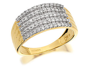 9ct Gold Five Row Diamond Band Ring 0.33ct -