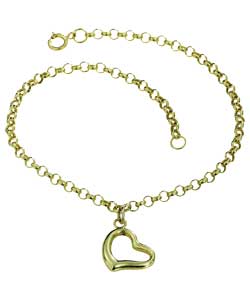 9ct gold Floating Open Heart Charm Bracelet