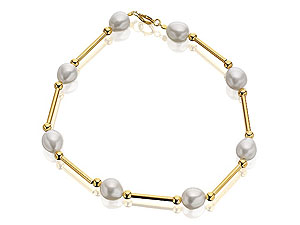 9ct Gold Freshwater Pearl Bracelet - 078373