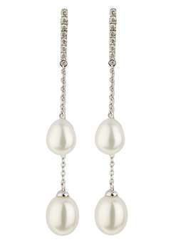 9ct Gold Freshwater Pearl Double Drop Earrings