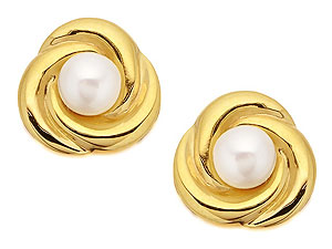 9ct Gold Freshwater Pearl Knot Earrings 12mm -