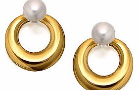 9ct Gold Freshwater Pearl Open Circle Earrings