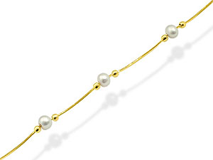 9ct gold Freshwater Pearl Snake-Chain Bracelet
