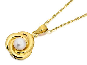 9ct Gold Freshwater Pearl Swirl Pendant And