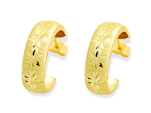 9ct Gold Frosted Effect Curved Earrings 072665
