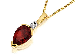 9ct gold Garnet and Diamond Pendant and Chain