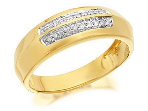 9ct Gold Gentlemans Diamond Band Ring 10pts -