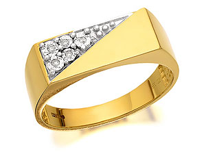 9ct Gold Gentlemans Diamond Cushion Signet Ring