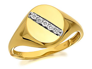 9ct Gold Gentlemans Diamond Signet Ring - 184023