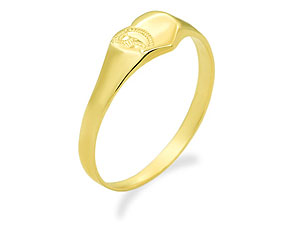 9ct gold Girls Engraved Heart Signet Ring 182588-A