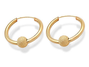 9ct gold Glitter Ball and Hoop Earrings 072129