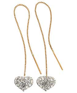 9ct Gold Glitter Crystal Heart Pull Through