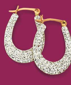 9ct gold Glitz Oval Creole Earrings