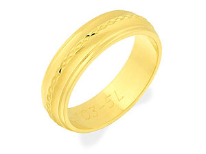 9ct gold Grooved Brides Wedding Ring 184296-J