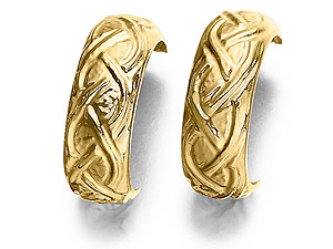 9ct gold Half Hoop Celtic Earrings 072576