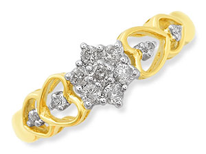 9ct gold Heart and Diamond Cluster Ring 046051-K