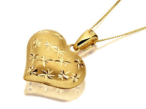 9ct Gold Heart And Stars Pendant And Chain -