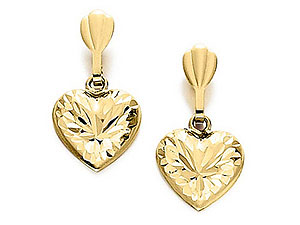 9ct gold Heart Drop Earrings 070709