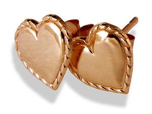 9ct gold Heart Heart Stud Earrings 070280