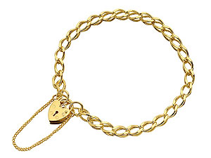 9ct Gold Heart Padlock Charm Bracelet - 077104