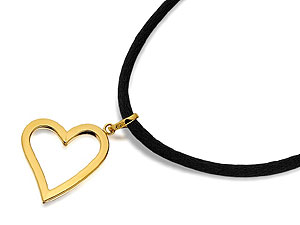 9ct Gold Heart Pendant And Black Cord - 188722