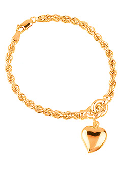 9ct gold Heart Rope Bracelet