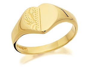 9ct Gold Heart Signet Ring - 182543