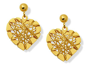 9ct Gold Heart Wire Earrings - 071614